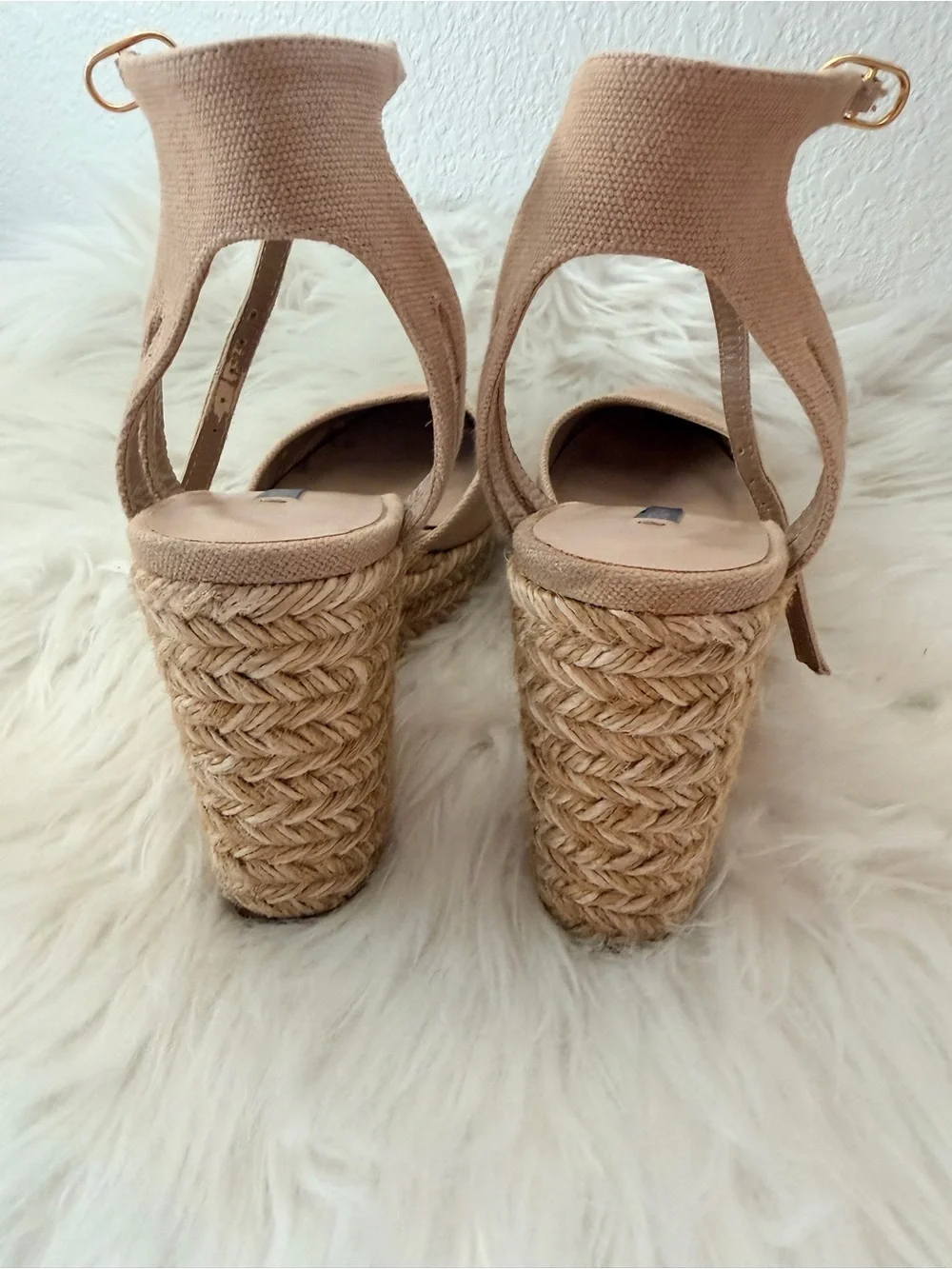 Stuart Weitzman Neutral Espadrille Wedge Sandals - Beige